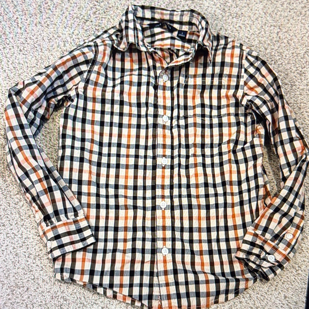 Janie & Jack Button Down Plaid Shirt, 6